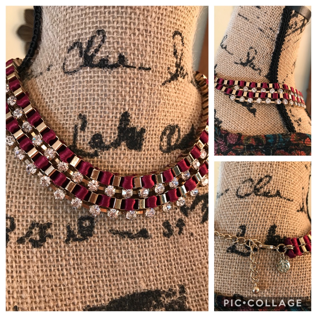 Vintage Gold And Burgundy Necklace
